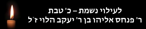 לעילוי נשמת – כ' טבת-  ר' פנחס אליהו בן ר' יעקב הלוי ז"ל 