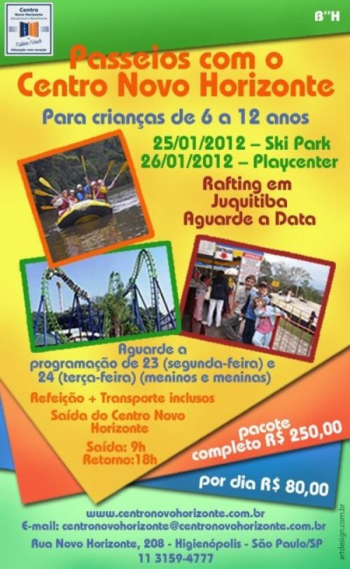 Passeio de Férias 2012  Playcenter, Ski Park e Rafting com o Centro Judaico Novo Horizonte