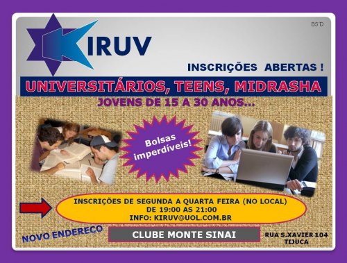 KIRUV RJ no Clube Monte Sinai Tijuca - Super Bolsas de Estudo 