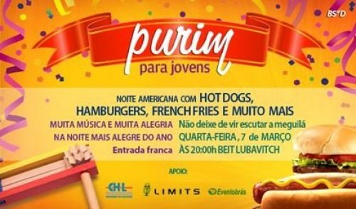 Purim para Jovens - Noite Americana no Beit Lubavitch Leblon