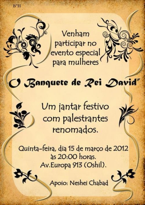 Banquete de Rei David, Evento Especial para Mulheres em O Shil