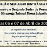 Sinagoga Talmud Thora Lubavitch: Faça suas reservas para os 2 Sedarim de Pessach 5772