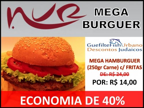 NUR MEGA BURGUER + FRITAS com 40% Off - Novo Desconto Judaico de Koshermap Brasil