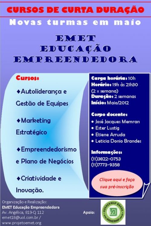 INSCRIÇÕES ON-LINE: Emet Educação Empreendedora oferece Novo Ciclo de Cursos de Negócios de Curta Duração para a Comunidade Judaica