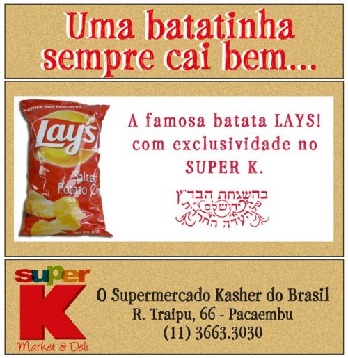 NOVIDADE: A Famosa Batata LAYS em versão Kasher Badats no SUPER K