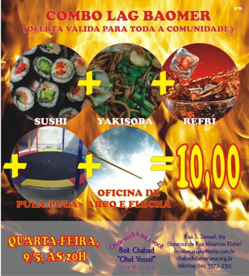 Lag Baomer com Sushi no Beit Chabad da Vila Mariana