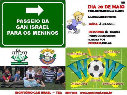 Meninos: Passeio da Gan Israel para a High Soccer Academia de Futebol