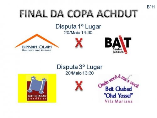 Grande Final da Copa Achdut, com Sorteio de Prêmios para a Torcida, na Hebraica