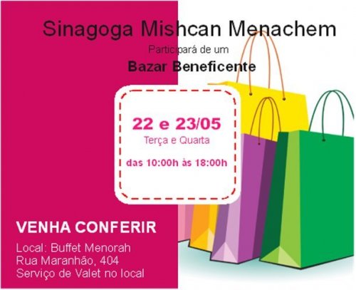 Sinagoga Mishcan Menachem Participa de Bazar Beneficente no Buffet Maison Menorá