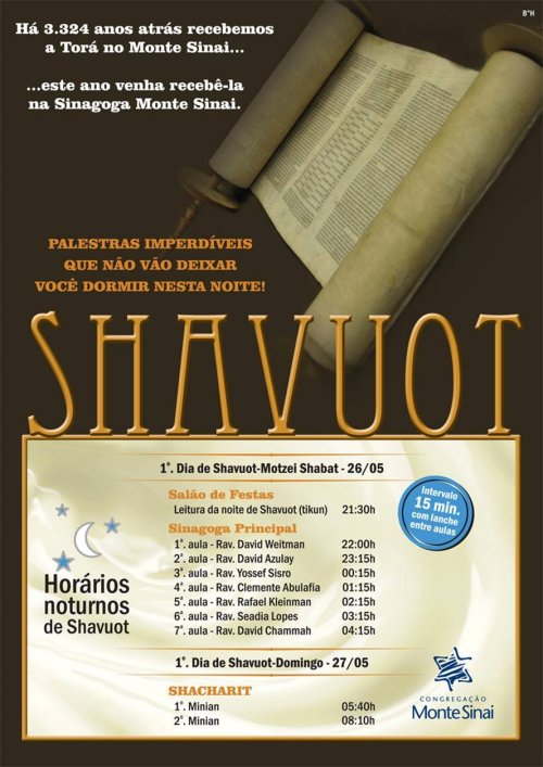 Congregação Monte Sinai (Piaui): Programação de Shavuot