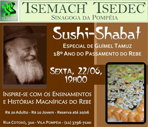 Guimel Tamuz: Sushi-Shabat na Sinagoga da Pompéia