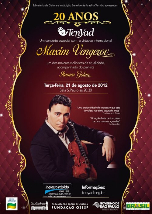 Ten Yad: Concerto Especial com Maxim Vengerov e Itamar Golan, em Comemoração aos 20 Anos da Instituição