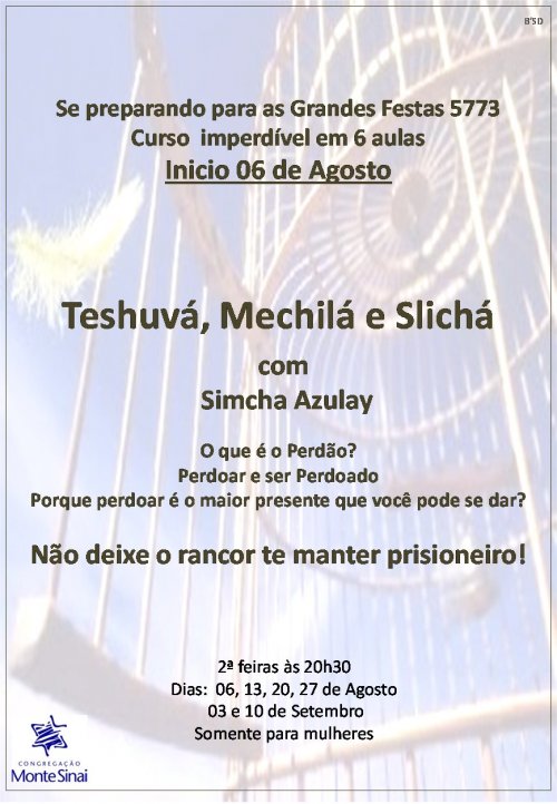 Congregação Monte Sinai: Se preparando para as Grandes Festas 5773, com Simcha Azulay