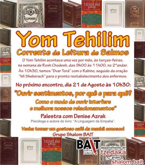 BAIT: Yom Tehilim Especial com Palestra de Dina Azrak: "Ouvir Sentimentos: Por quê e Para quê?"