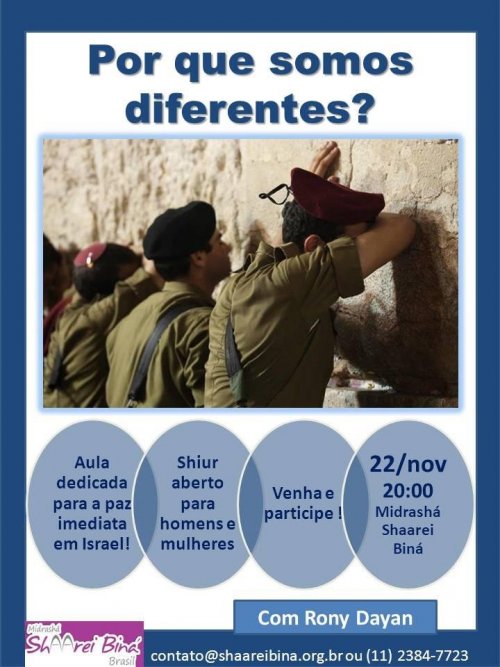 Midrashá Shaarei Biná: "Por que Somos Diferentes?" - Shiur pela Paz em Israel