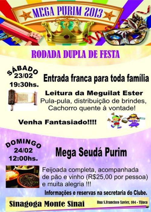 RJ: Rodada Dupla de Purim 2013 na Tijuca