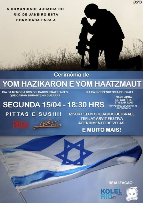 KOLEL RIO: YOM HAZIKARON E YOM HAATZMAUT COM PITTA´S E SUSHI