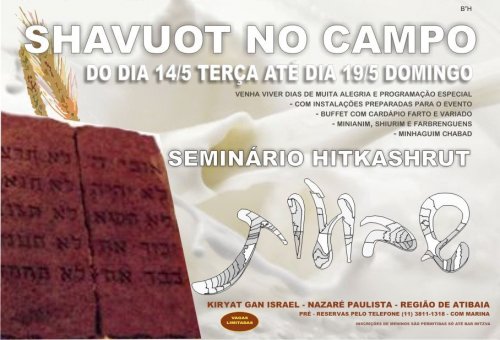 Shavuot no Campo - Seminário Hitkashrut em Nazaré Paulista