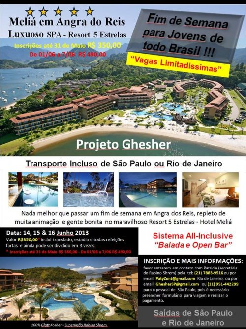 Projeto Ghesher: Shabaton para Jovens no Hotel Meliá Marina Resort em Angra dos Reis 