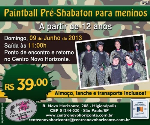 Centro Novo Horizonte: Paintball Pré-Shabaton para Meninos acima de 12 anos