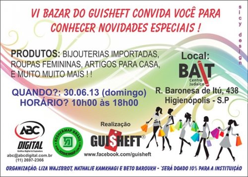 Grupo GUISHEFT organiza seu VI Bazar, no Bait