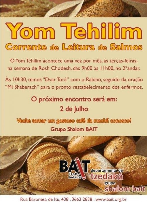 BAIT: Yom Tehilim, com delicioso Café da Manhã