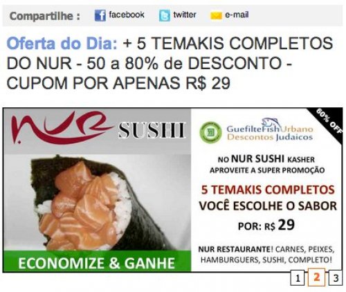 NUR PROMO GFU: + 5 TEMAKIS COMPLETOS DO NUR - 50 a 80% de DESCONTO - CUPOM POR APENAS R$ 29