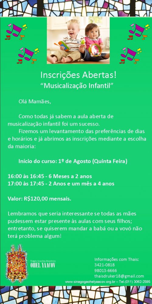 Ohel Yaacov: Início das Aulas de Musicalização Infantil