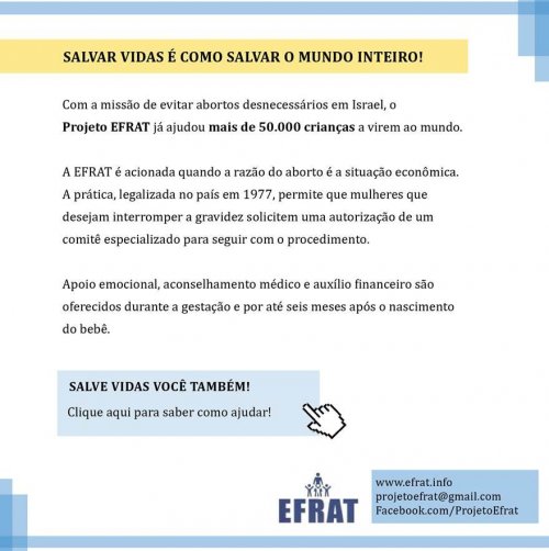 EFRAT: Salvar Vidas é Como Salvar o Mundo Inteiro. Salve Vidas com o Projeto Efrat