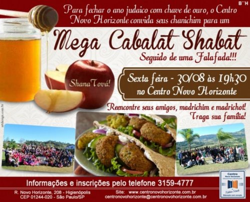 Centro Novo Horizonte: Cabalat Shabat com Falafel