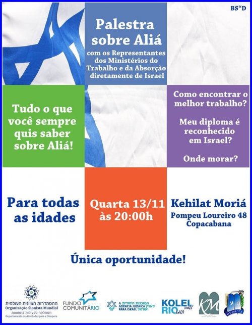 Kehilat Moriá (RJ): Palestra sobre Aliá