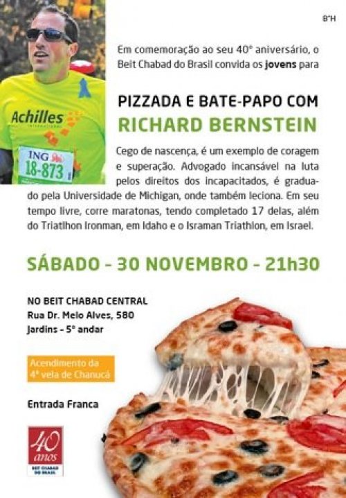 Beit Chabad Central: Pizzada e Bate-Papo com Richard Bernstein, para Jovens