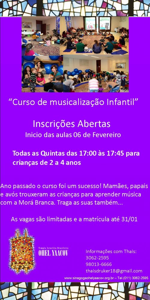 Templo Ohel Yaacov: Curso de Musicalização Infantil