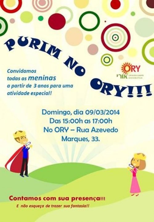 Festa de Pré-Purim para Meninas de 03 a 12 Anos no ORY Escolinha - 2014