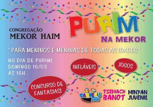 Purim 2014 na Mekor para Meninos e Meninas de Todas as Idades