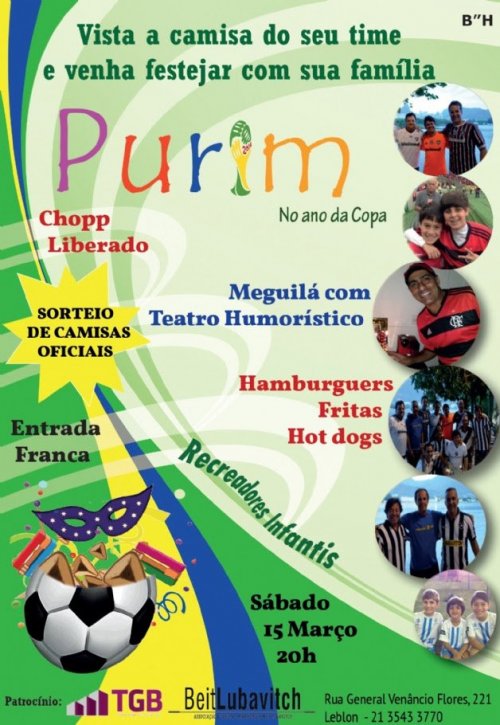 (RJ) Purim em Clima de Copa do Mundo no Beit Lubavitch Leblon