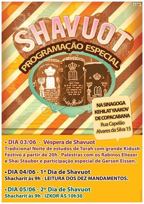 Programação de Shavuot da Sinagoga Kehilat Yaacov Copacabana 