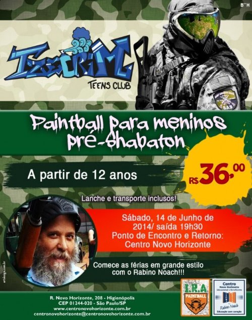 Paintball para Meninos Acima de 12 Anos com o Rabino Noach