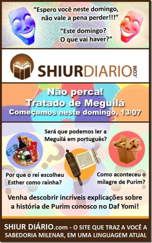 MEGUILA COMEÇA NESTE DOMINGO - www.SHIURDIARIO.com