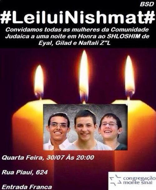 Evento Leiluy Nishmat Guilad, Eyal e Naftali Z"L, para Mulheres, na Congregação Monte Sinai (SP), 