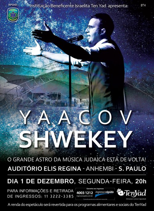 YAACOV SHWEKEY - 01 de DEZEMBRO em prol do TEN YAD