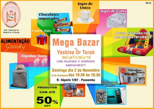 Mega Bazar Beneficente em Prol da Yeshivá Or Torah