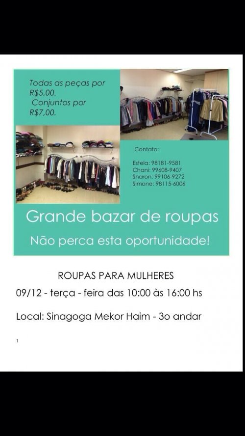 Bazar de Roupas Femininas na Mekor Haim