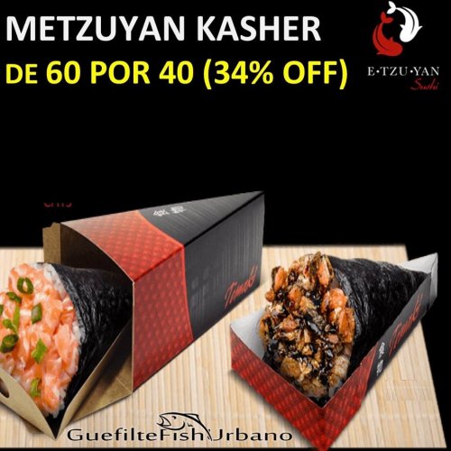 Oferta Excelente -  SUSHI E CARNES *Me-Tzu-Yan* KASHER - 34% de DESCONTO