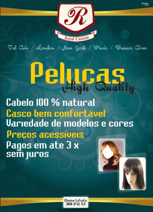 HOJE e AMANHA: Perucas High Quality ROYAL CUSTOM 100% Natural - Melhores Preços em 3x Sem Juros - Dia 18 a 20 de Fevereiro de 2015