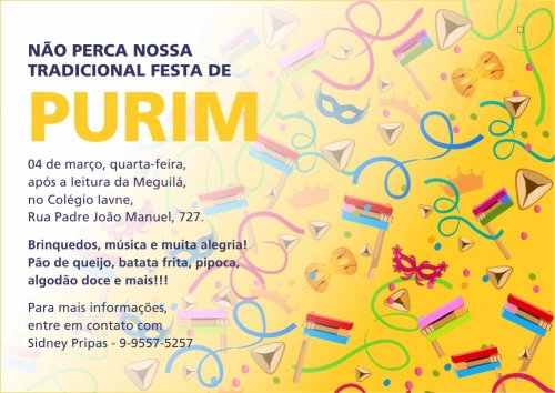 Tradicional Festa de Purim no Colégio Iavne