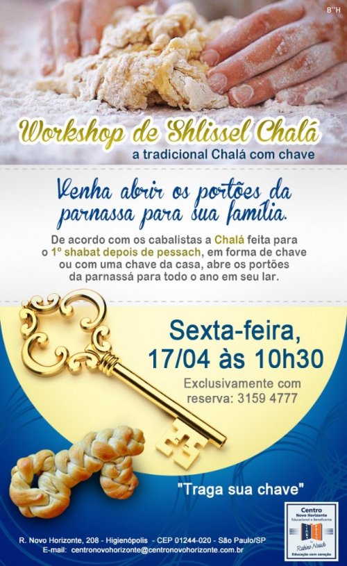 Workshop de Shlissel Chalá com Pessy Gansburg, no Centro Novo Horizonte