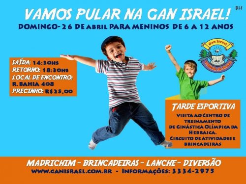 Super Tarde Esportiva para Meninos de 06 a 12 Anos com a Gan Israel