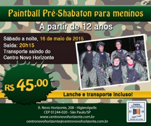 Paintball Pré-Shabaton para Meninos, com o Centro Novo Horizonte