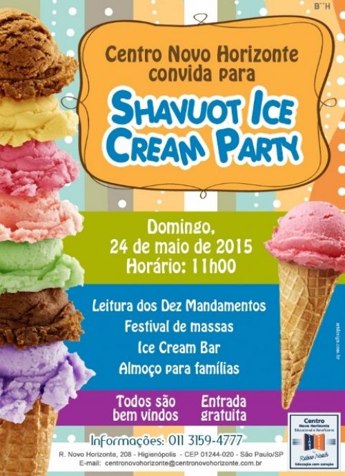 Centro Novo Horizonte Convida para Shavuot Ice Cream Party